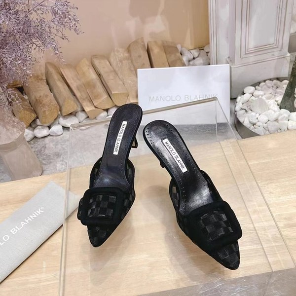 Manolo Blahnik 사각 메쉬 뮬 슬리퍼(7cm) [매장가 340만원대]