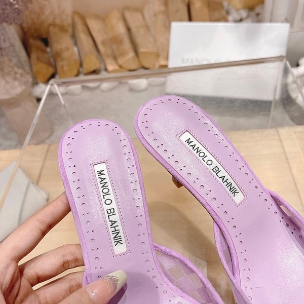 Manolo Blahnik 사각 메쉬 뮬 슬리퍼(7cm) [매장가 340만원대]