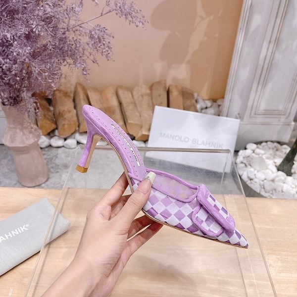 Manolo Blahnik 사각 메쉬 뮬 슬리퍼(7cm) [매장가 340만원대]