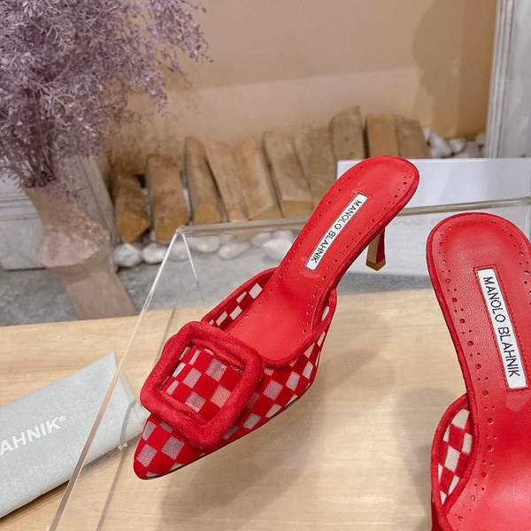 Manolo Blahnik 사각 메쉬 뮬 슬리퍼(7cm) [매장가 340만원대]