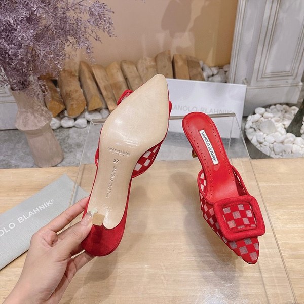 Manolo Blahnik 사각 메쉬 뮬 슬리퍼(7cm) [매장가 340만원대]