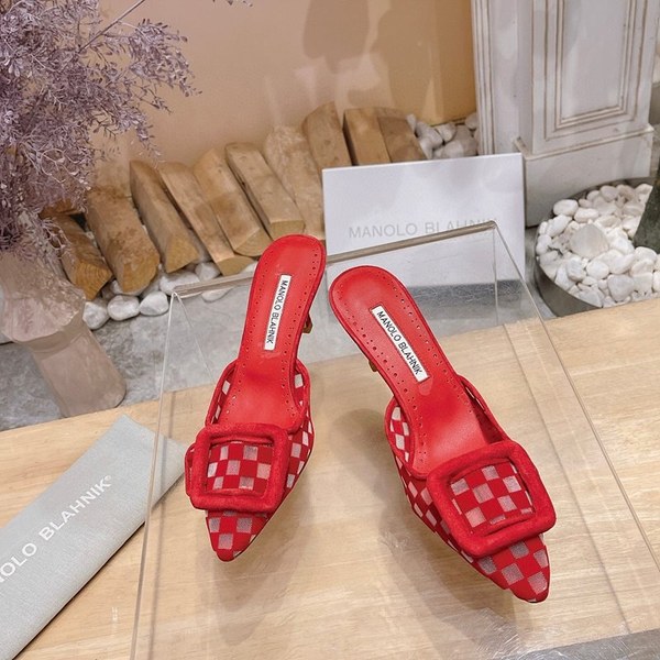 Manolo Blahnik 사각 메쉬 뮬 슬리퍼(7cm) [매장가 340만원대]