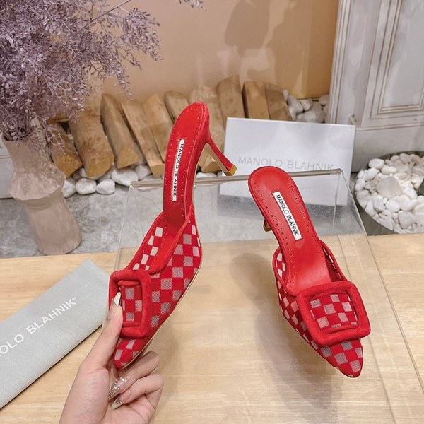 Manolo Blahnik 사각 메쉬 뮬 슬리퍼(7cm) [매장가 340만원대]