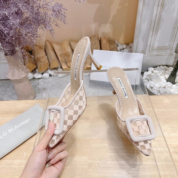 Manolo Blahnik 사각 메쉬 뮬 슬리퍼(7cm) [매장가 340만원대]