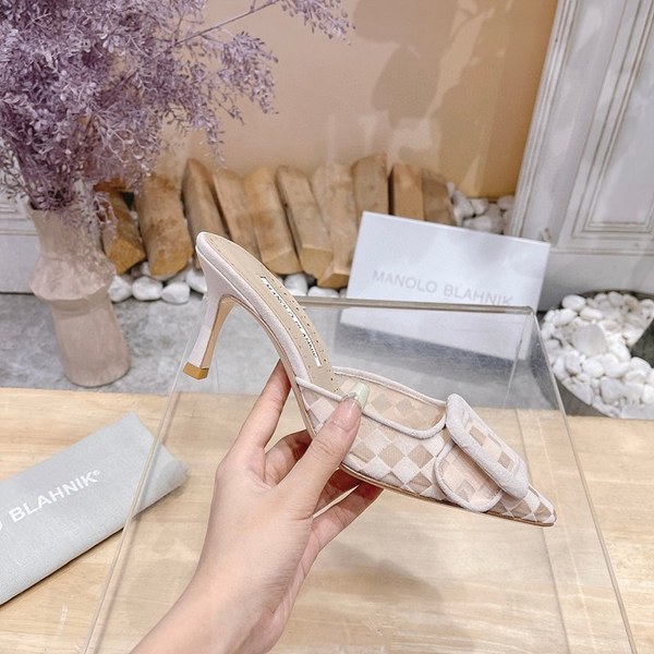 Manolo Blahnik 사각 메쉬 뮬 슬리퍼(7cm) [매장가 340만원대]