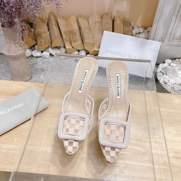 Manolo Blahnik 사각 메쉬 뮬 슬리퍼(7cm) [매장가 340만원대]