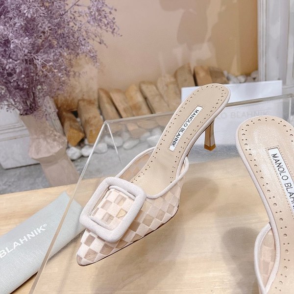 Manolo Blahnik 사각 메쉬 뮬 슬리퍼(7cm) [매장가 340만원대]