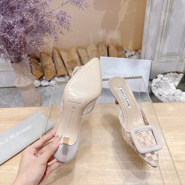 Manolo Blahnik 사각 메쉬 뮬 슬리퍼(7cm) [매장가 340만원대]