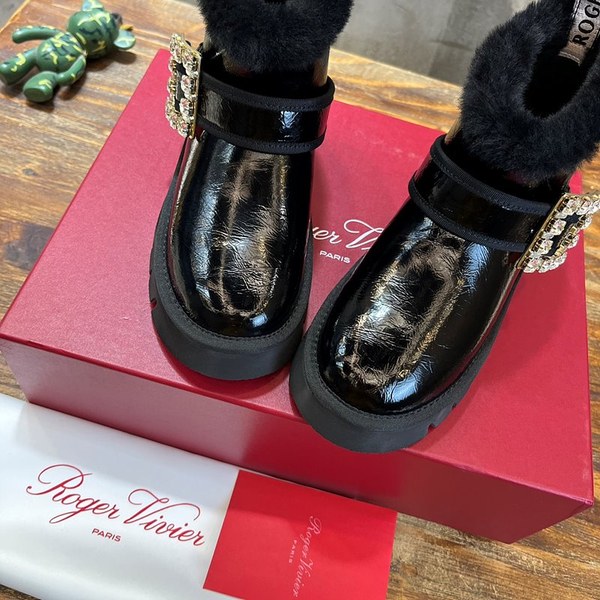 로저비비에 비브 윈터 퍼 스트라스 버클 앵클 부츠 블랙 [매장가 240만원대]