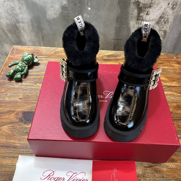 로저비비에 비브 윈터 퍼 스트라스 버클 앵클 부츠 블랙 [매장가 240만원대]