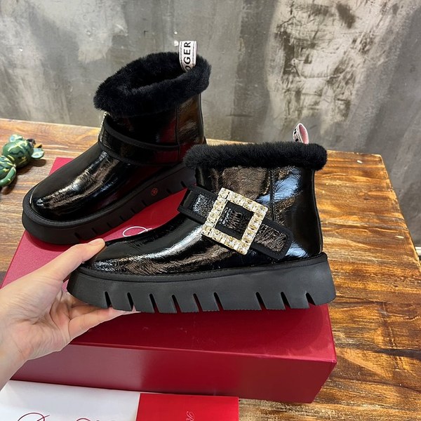 로저비비에 비브 윈터 퍼 스트라스 버클 앵클 부츠 블랙 [매장가 240만원대]