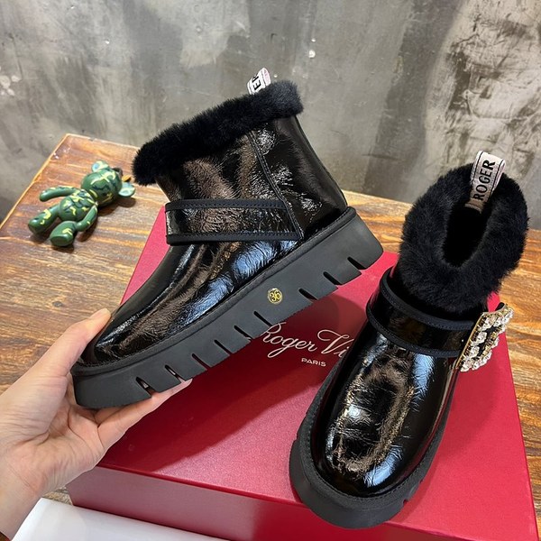 로저비비에 비브 윈터 퍼 스트라스 버클 앵클 부츠 블랙 [매장가 240만원대]