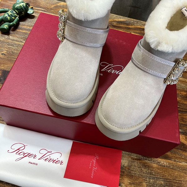 로저비비에 비브 윈터 퍼 스트라스 버클 앵클 부츠 베이지 [매장가 240만원대]