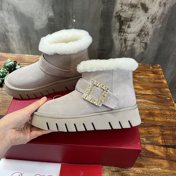 로저비비에 비브 윈터 퍼 스트라스 버클 앵클 부츠 베이지 [매장가 240만원대]