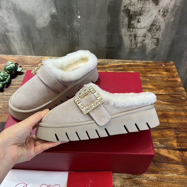 로저비비에 비브 윈터 퍼 스트라스 버클 슬리퍼 브라운 [매장가 210만원대]