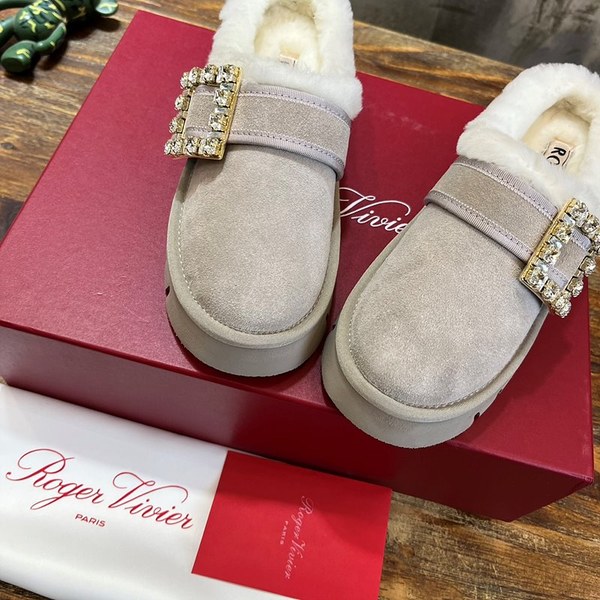 로저비비에 비브 윈터 퍼 스트라스 버클 슬리퍼 브라운 [매장가 210만원대]