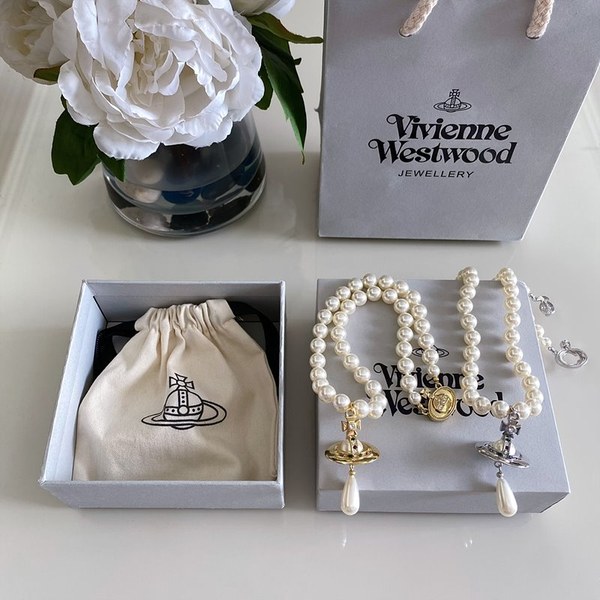 비비안웨스트우드 우너 로우 펄 드롭 초커 목걸이 2color 매장가 58만원대]