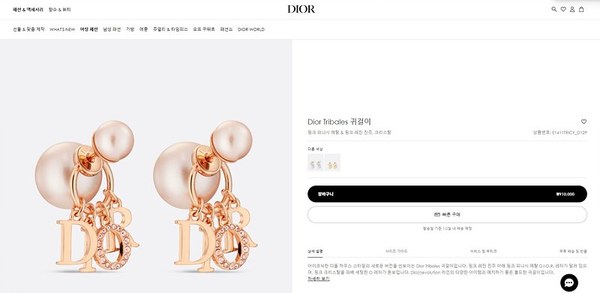 디올 Tribales 귀걸이 [매장가 91만원대]