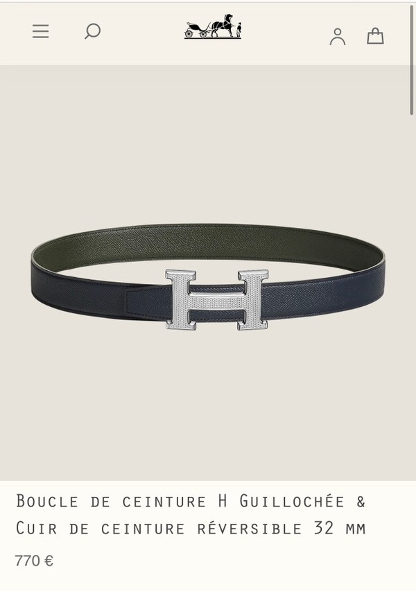 에르메스 Hermes H GUILLOCHEE 양면 벨트 32mm 리버시블 벨트 / 3컬러 [매장가 173만원대]