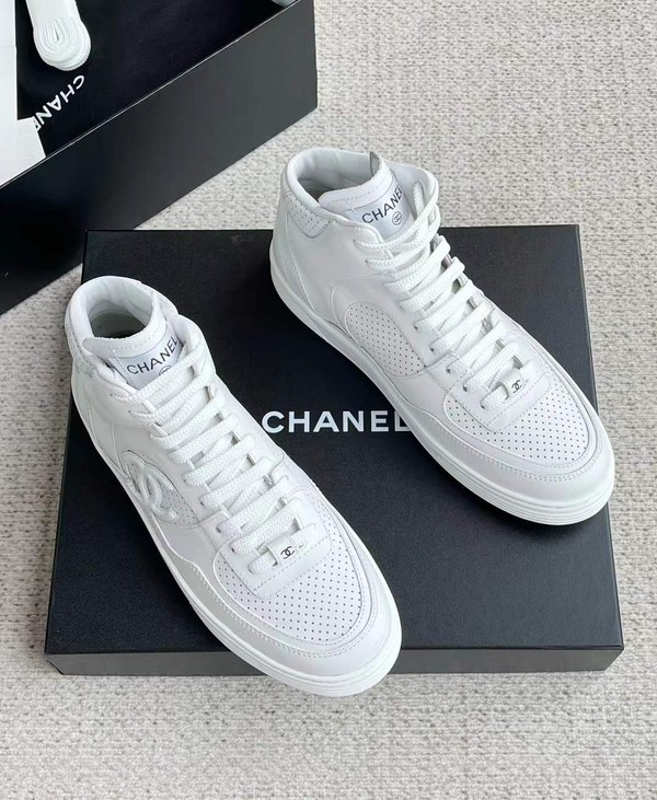 샤넬 2025 샤넬 CC로고 샤포스 하이탑 스니커즈 화이트 컬러