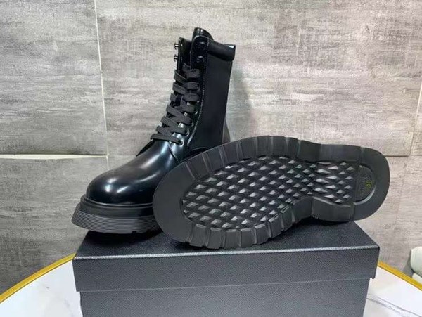 프라다 2022 사피아노 스틸와펜 나일론 믹스 레더 더비솔 부츠