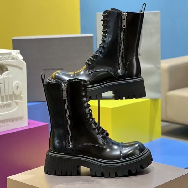 발렌시아가 2021 strike laceup 20mm 지퍼 블랙 부츠