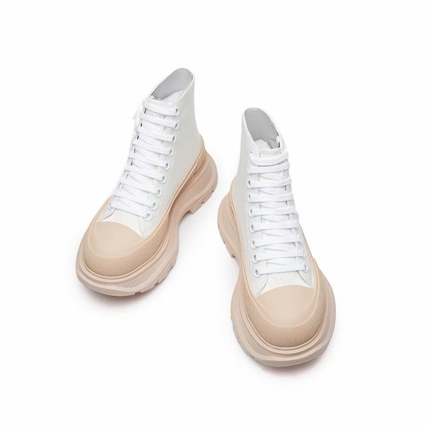 알렉산더맥퀸 2021 트레드 슬릭 하이탑 스니커즈 화이트&살몬 컬러