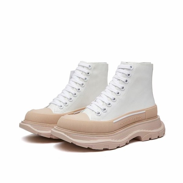 알렉산더맥퀸 2021 트레드 슬릭 하이탑 스니커즈 화이트&살몬 컬러