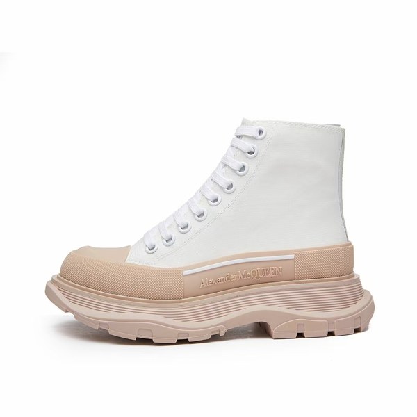 알렉산더맥퀸 2021 트레드 슬릭 하이탑 스니커즈 화이트&살몬 컬러