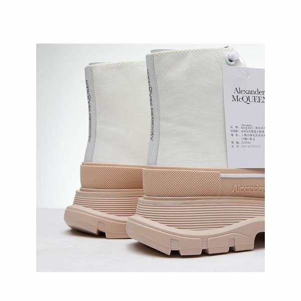 알렉산더맥퀸 2021 트레드 슬릭 하이탑 스니커즈 화이트&살몬 컬러