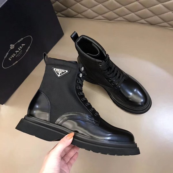 프라다 2020 사피아노 와펜 나일론 레더 부츠