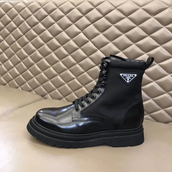 프라다 2020 사피아노 와펜 나일론 레더 부츠