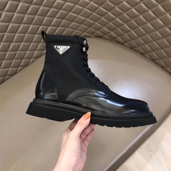 프라다 2020 사피아노 와펜 나일론 레더 부츠