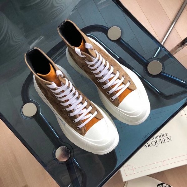 알렉산더맥퀸 2020 트레드 슬릭 하이탑 슈즈 브라운스웨이드 컬러