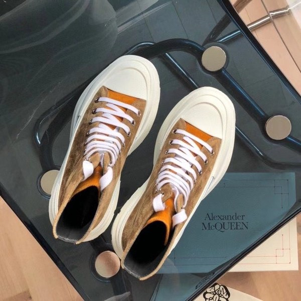 알렉산더맥퀸 2020 트레드 슬릭 하이탑 슈즈 브라운스웨이드 컬러