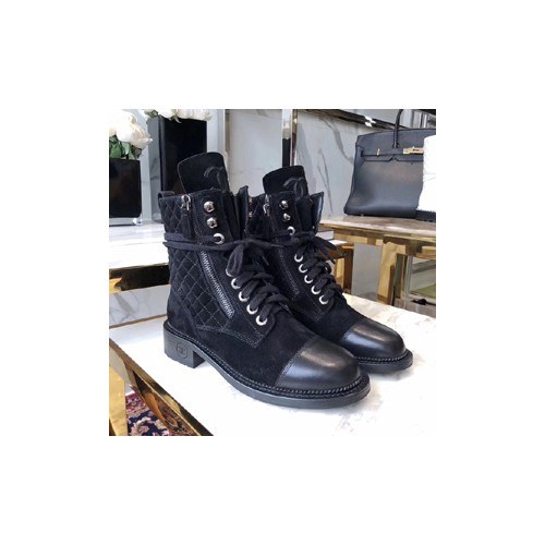 샤넬 스웨이드 하이 부츠 블랙