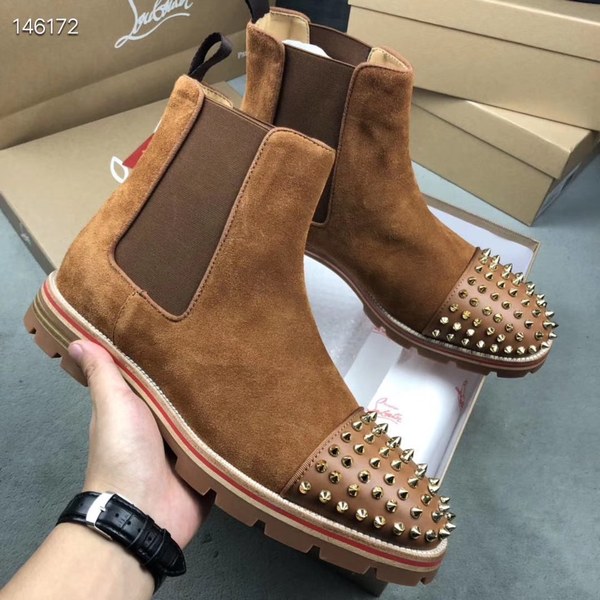 루부탱 2020 스파이크 앵클부츠 브라운컬러