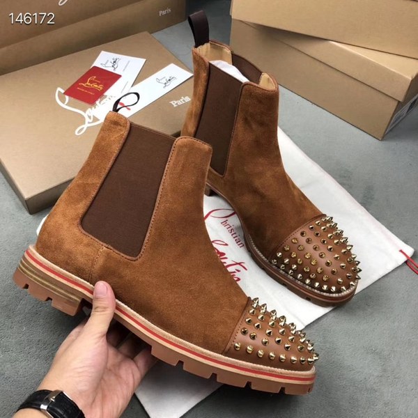 루부탱 2020 스파이크 앵클부츠 브라운컬러