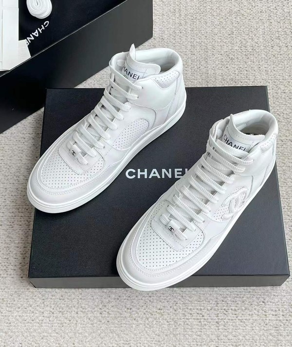 샤넬 2025 샤넬 CC로고 샤포스 하이탑 스니커즈 화이트 컬러
