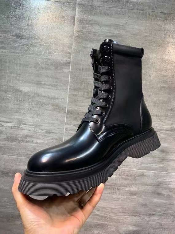 프라다 2022 사피아노 스틸와펜 나일론 믹스 레더 더비솔 부츠