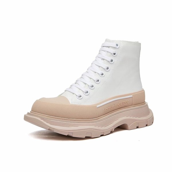 알렉산더맥퀸 2021 트레드 슬릭 하이탑 스니커즈 화이트&살몬 컬러