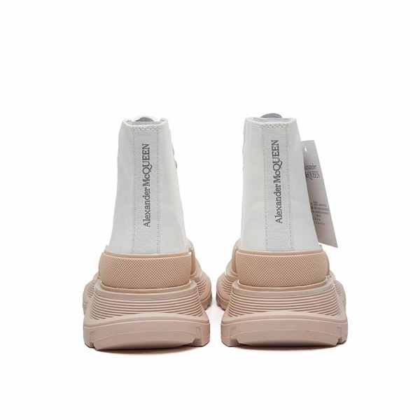 알렉산더맥퀸 2021 트레드 슬릭 하이탑 스니커즈 화이트&살몬 컬러