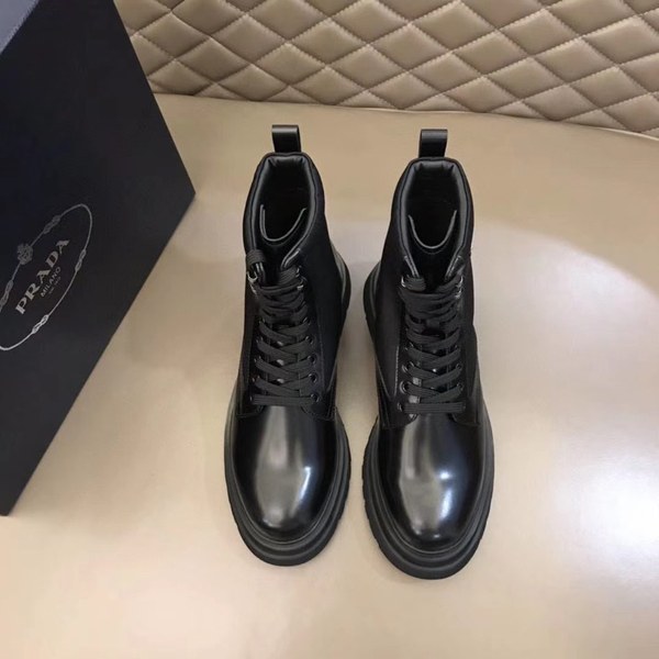 프라다 2020 사피아노 와펜 나일론 레더 부츠