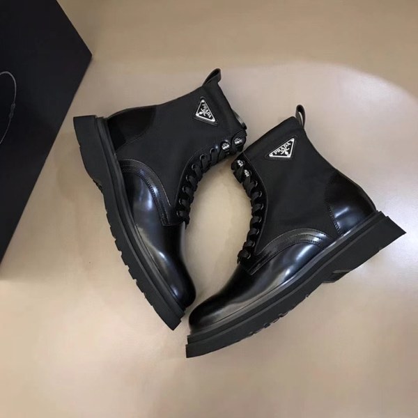 프라다 2020 사피아노 와펜 나일론 레더 부츠