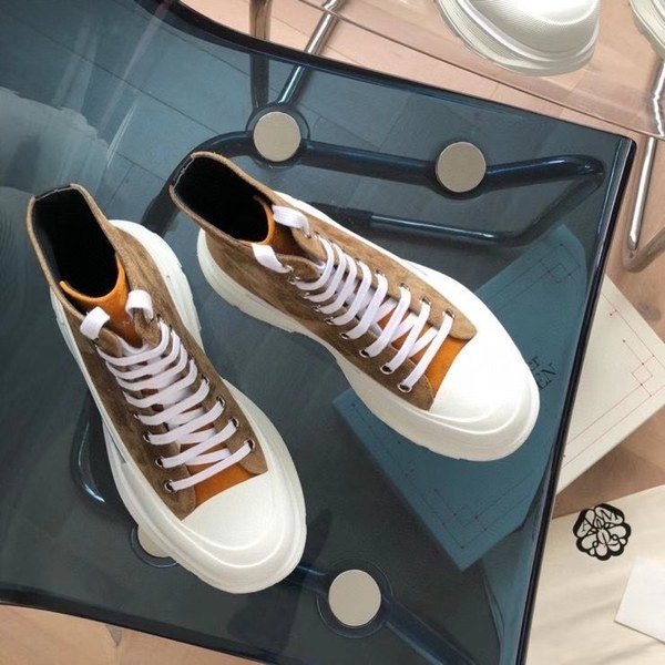 알렉산더맥퀸 2020 트레드 슬릭 하이탑 슈즈 브라운스웨이드 컬러