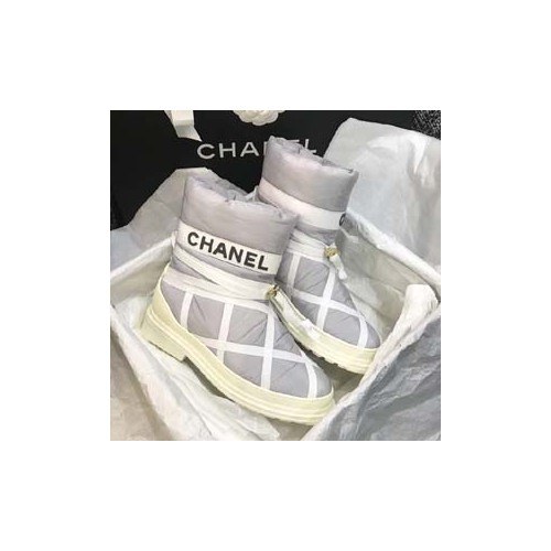 샤넬 패딩 방한 부츠 그레이