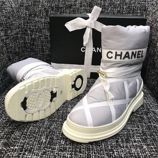 샤넬 패딩 방한 부츠 그레이