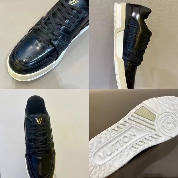 루이비통 2021 54 배색 블랙레더 lv 트레이너 스니커즈