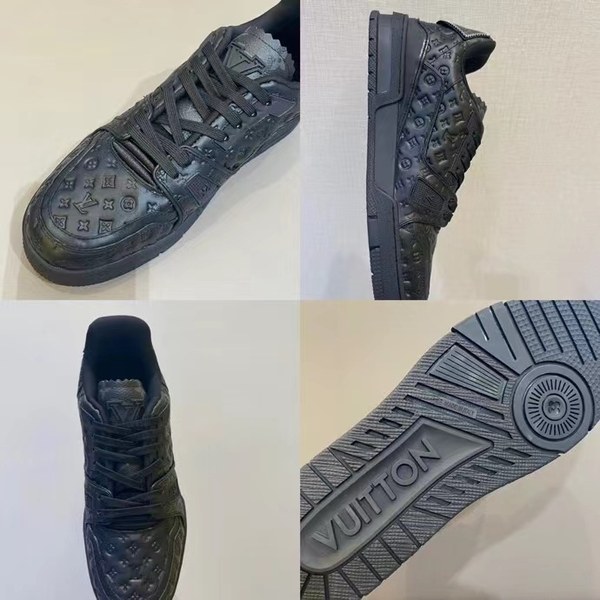 루이비통 2021 모노그램 엠보로고 올블랙 LV 트레이너 스니커즈