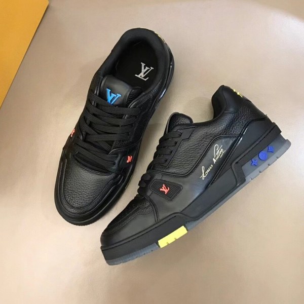 루이비통 2021 뉴컬러 블랙 멀티컬러 LV 트레이너 스니커즈